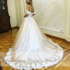 NumberSea Off Shoulder Princess Bridal Gown Vintage Lace Appliques Wedding Dresses