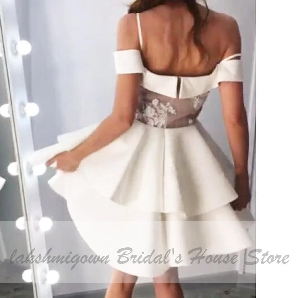 Vestido de novia corto y sexy con hombros descubiertos de NumberSea, vestido de novia sencillo de satén