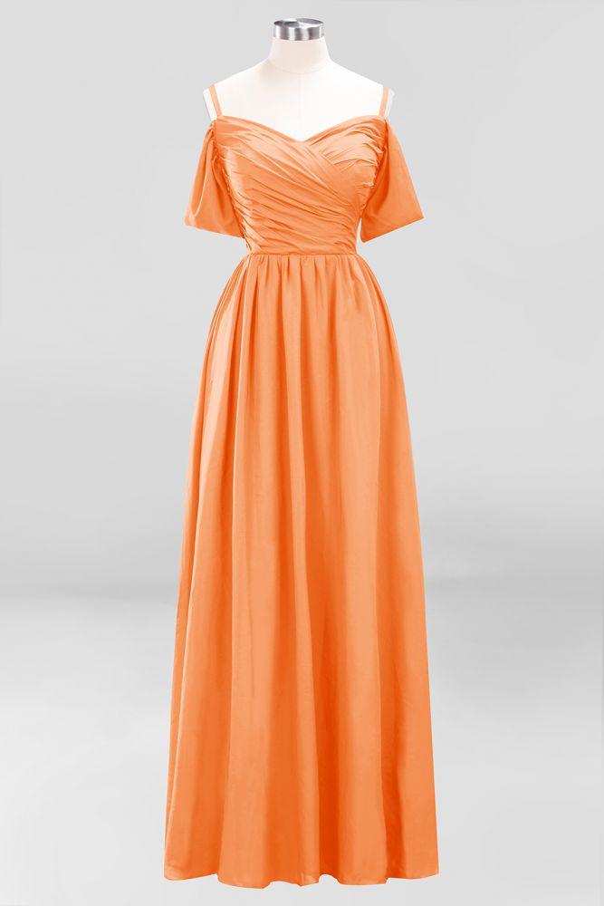 Off-the-Shoulder A-line Chiffon Bridesmaid Dress Floor-Length Wedding Guest Dress