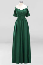 Off-the-Shoulder A-line Chiffon Bridesmaid Dress Floor-Length Wedding Guest Dress