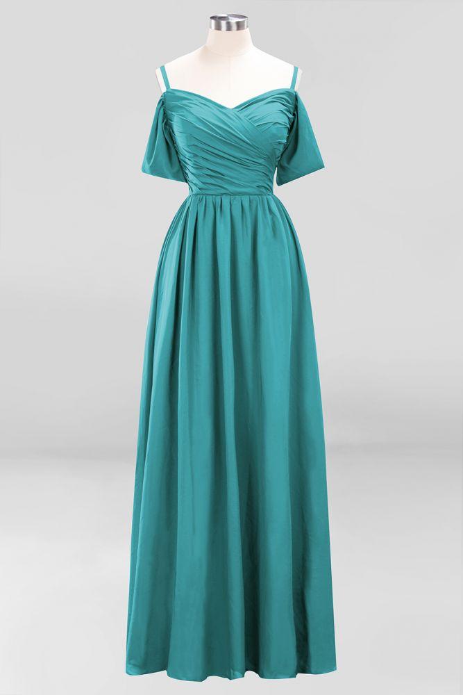 Off-the-Shoulder A-line Chiffon Bridesmaid Dress Floor-Length Wedding Guest Dress
