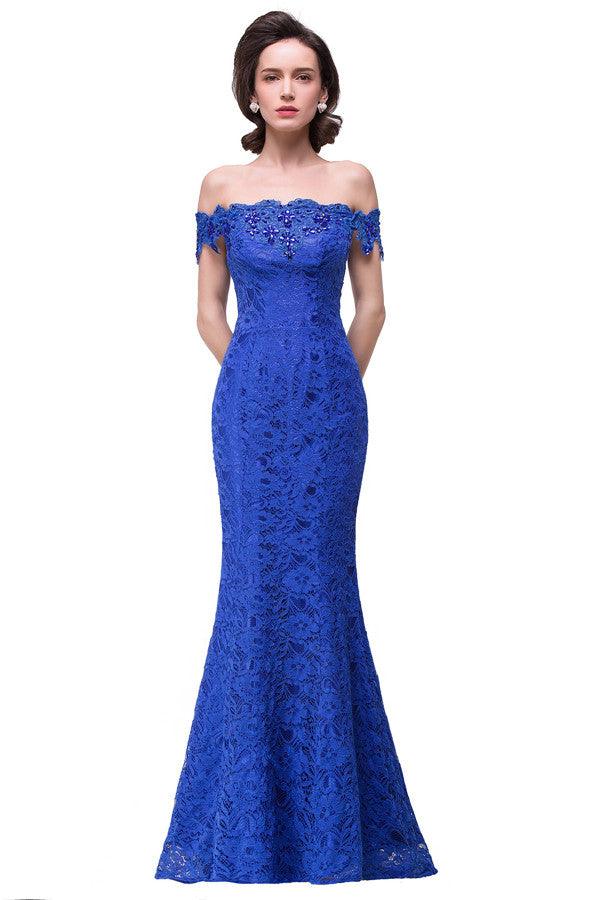 Off-the-shoulder Floor-length Lace Mermaid Bridesmaid Dresses