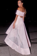 Off-the-Shoulder High Low Sleeveles Organza Homecoming Dress