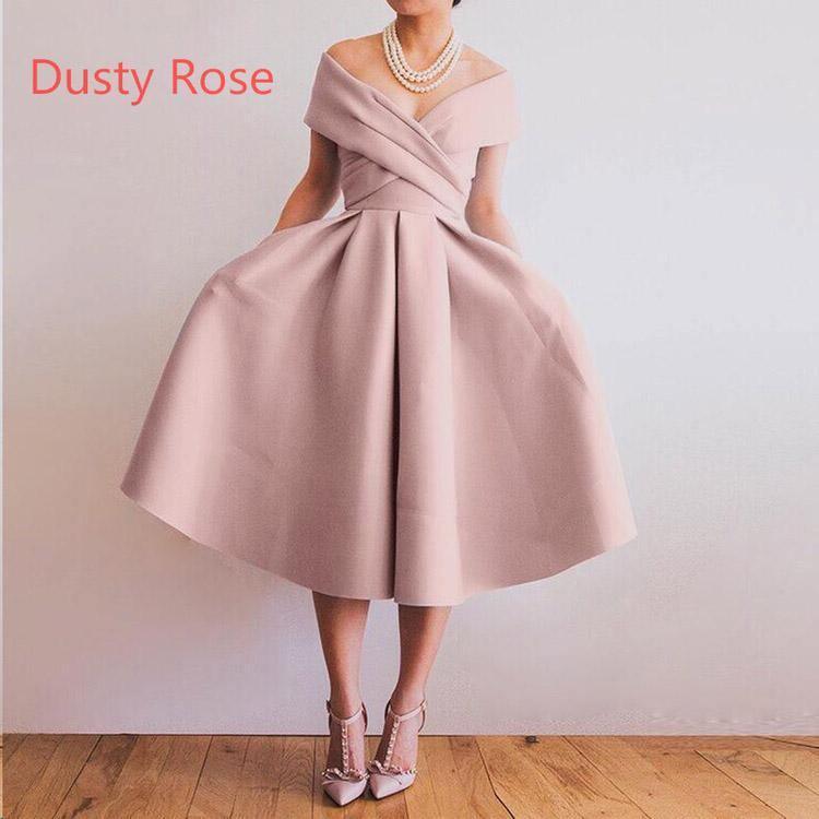 Off the Shoulder Short Dusty Blue Party/Homecoming Dresses