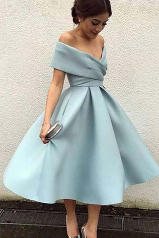Off the Shoulder Short Dusty Blue Party/Homecoming Dresses