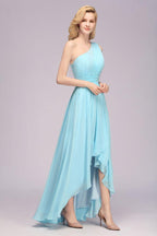 One Shoulder A-line Hi-lo Chiffon Bridesmaid Dresses for Women