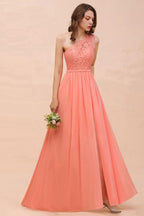 One Shoulder Floral Bridesmaid Dress Side Split Formal Wedding Guest Dress with Pocket