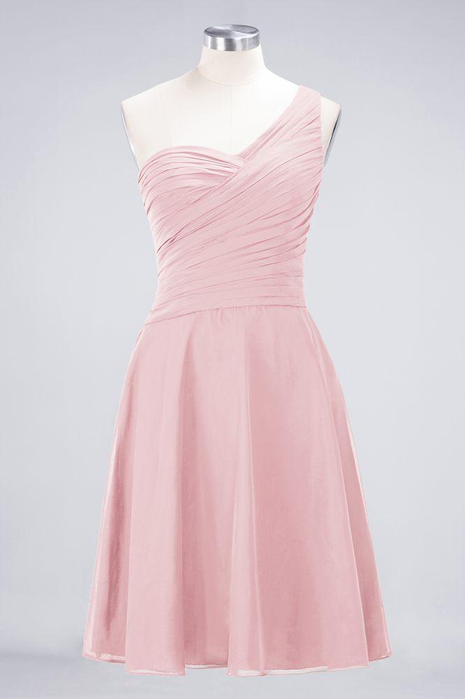 One-Shoulder Sweetheart Knee-Length Bridesmaid Dress Ruffles aline Party Dress