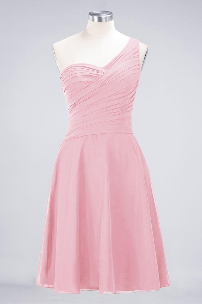 One-Shoulder Sweetheart Knee-Length Bridesmaid Dress Ruffles aline Party Dress