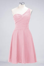 One-Shoulder Sweetheart Knee-Length Bridesmaid Dress Ruffles aline Party Dress