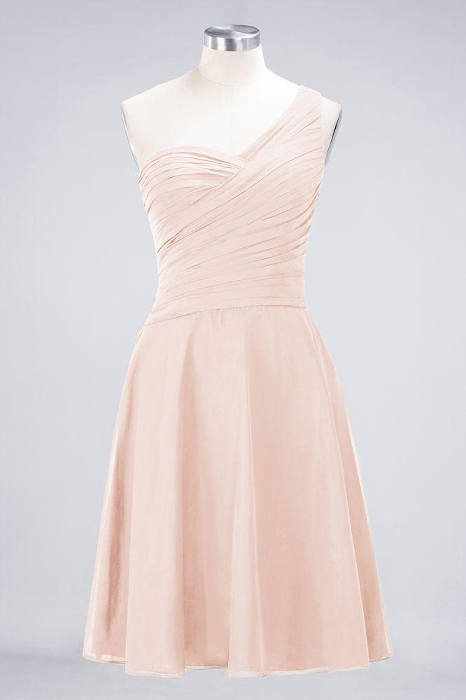 One-Shoulder Sweetheart Knee-Length Bridesmaid Dress Ruffles aline Party Dress