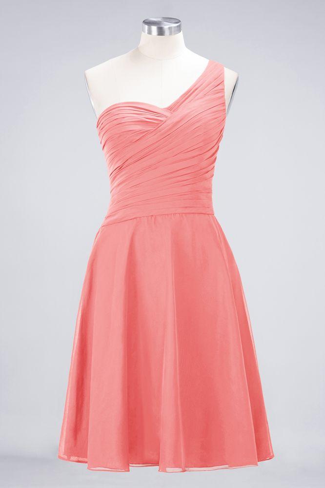 One-Shoulder Sweetheart Knee-Length Bridesmaid Dress Ruffles aline Party Dress