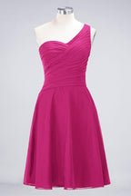 One-Shoulder Sweetheart Knee-Length Bridesmaid Dress Ruffles aline Party Dress