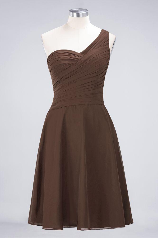 One-Shoulder Sweetheart Knee-Length Bridesmaid Dress Ruffles aline Party Dress