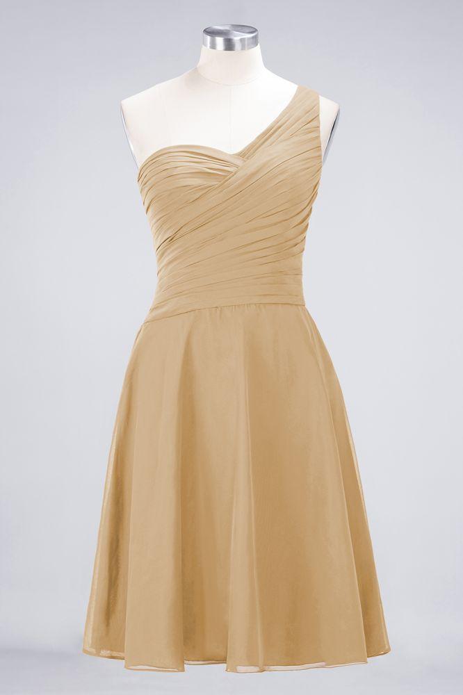 One-Shoulder Sweetheart Knee-Length Bridesmaid Dress Ruffles aline Party Dress