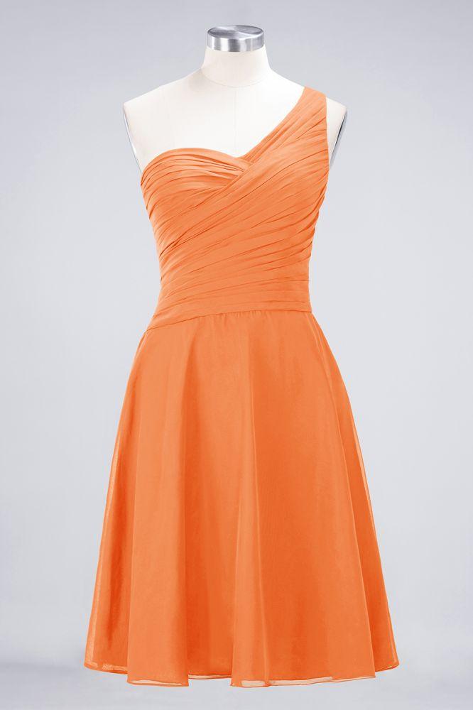 One-Shoulder Sweetheart Knee-Length Bridesmaid Dress Ruffles aline Party Dress