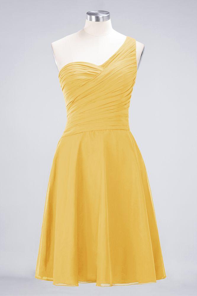 One-Shoulder Sweetheart Knee-Length Bridesmaid Dress Ruffles aline Party Dress