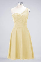 One-Shoulder Sweetheart Knee-Length Bridesmaid Dress Ruffles aline Party Dress