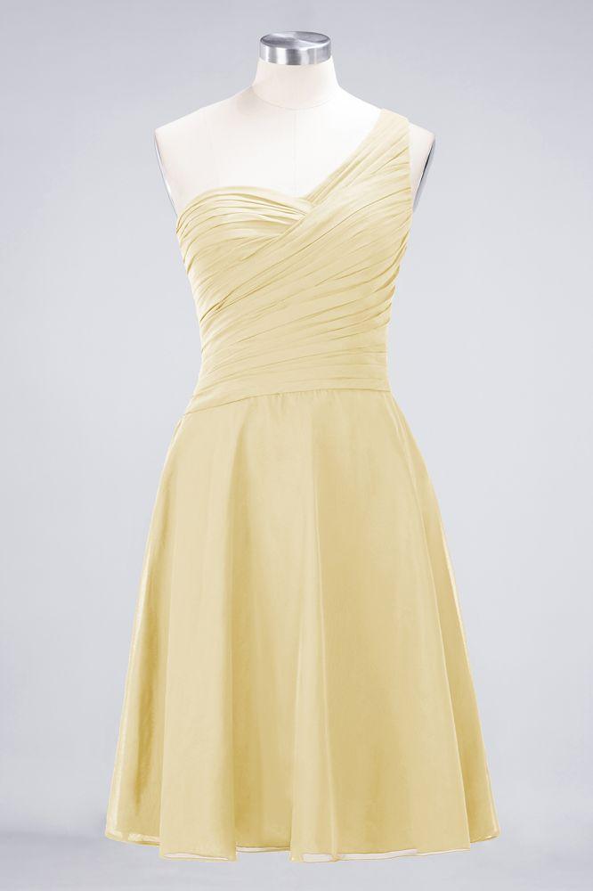 One-Shoulder Sweetheart Knee-Length Bridesmaid Dress Ruffles aline Party Dress