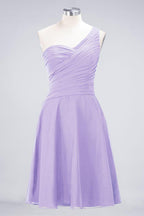 One-Shoulder Sweetheart Knee-Length Bridesmaid Dress Ruffles aline Party Dress