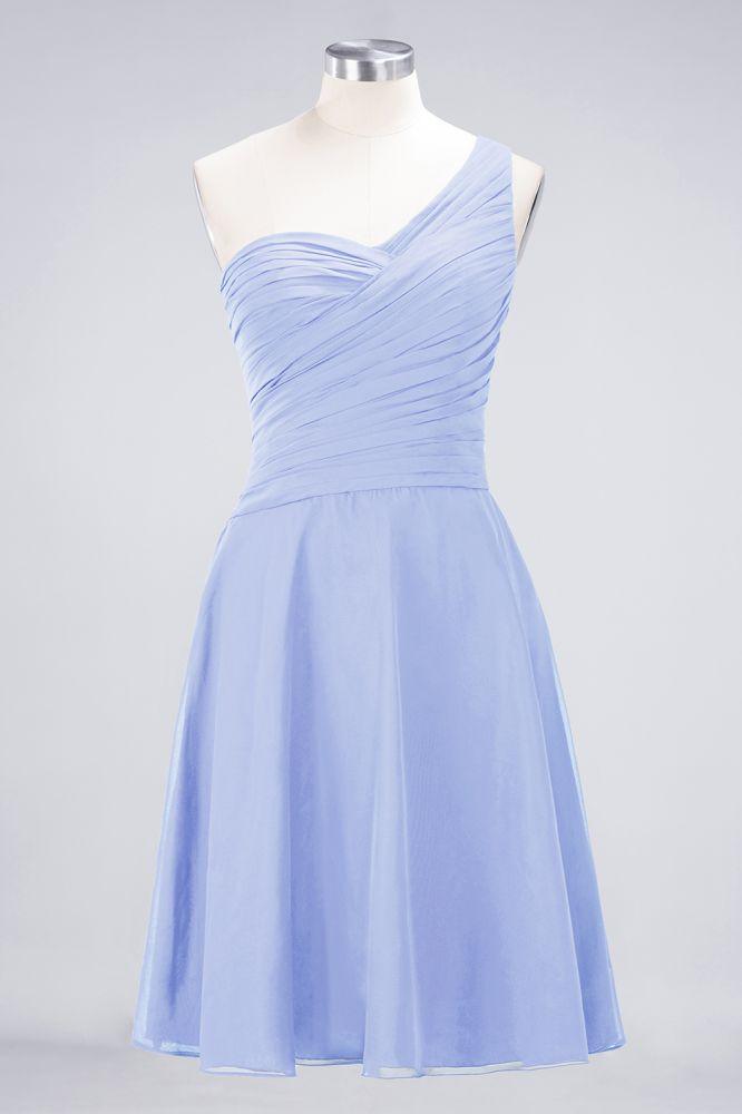 One-Shoulder Sweetheart Knee-Length Bridesmaid Dress Ruffles aline Party Dress