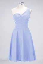 One-Shoulder Sweetheart Knee-Length Bridesmaid Dress Ruffles aline Party Dress