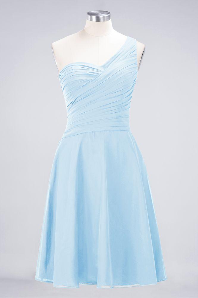 One-Shoulder Sweetheart Knee-Length Bridesmaid Dress Ruffles aline Party Dress