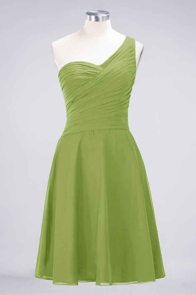 One-Shoulder Sweetheart Knee-Length Bridesmaid Dress Ruffles aline Party Dress
