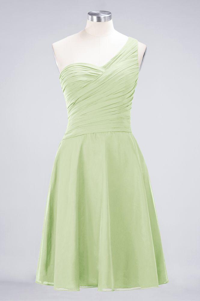 One-Shoulder Sweetheart Knee-Length Bridesmaid Dress Ruffles aline Party Dress
