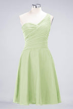 One-Shoulder Sweetheart Knee-Length Bridesmaid Dress Ruffles aline Party Dress