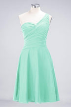 One-Shoulder Sweetheart Knee-Length Bridesmaid Dress Ruffles aline Party Dress