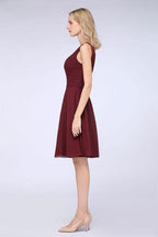One-Shoulder Sweetheart Knee-Length Bridesmaid Dress Ruffles aline Party Dress