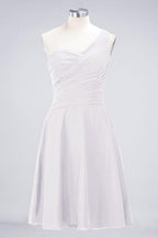 One-Shoulder Sweetheart Knee-Length Bridesmaid Dress Ruffles aline Party Dress