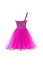 Hot Pink Homecoming Dresses One Shoulder Short Prom Dresses