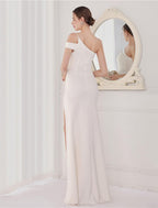 Mermaid / Trumpet Evening Gown Elegant Dress Wedding Guest Floor Length Sleeveless Spaghetti Strap Satin V Back with Slit