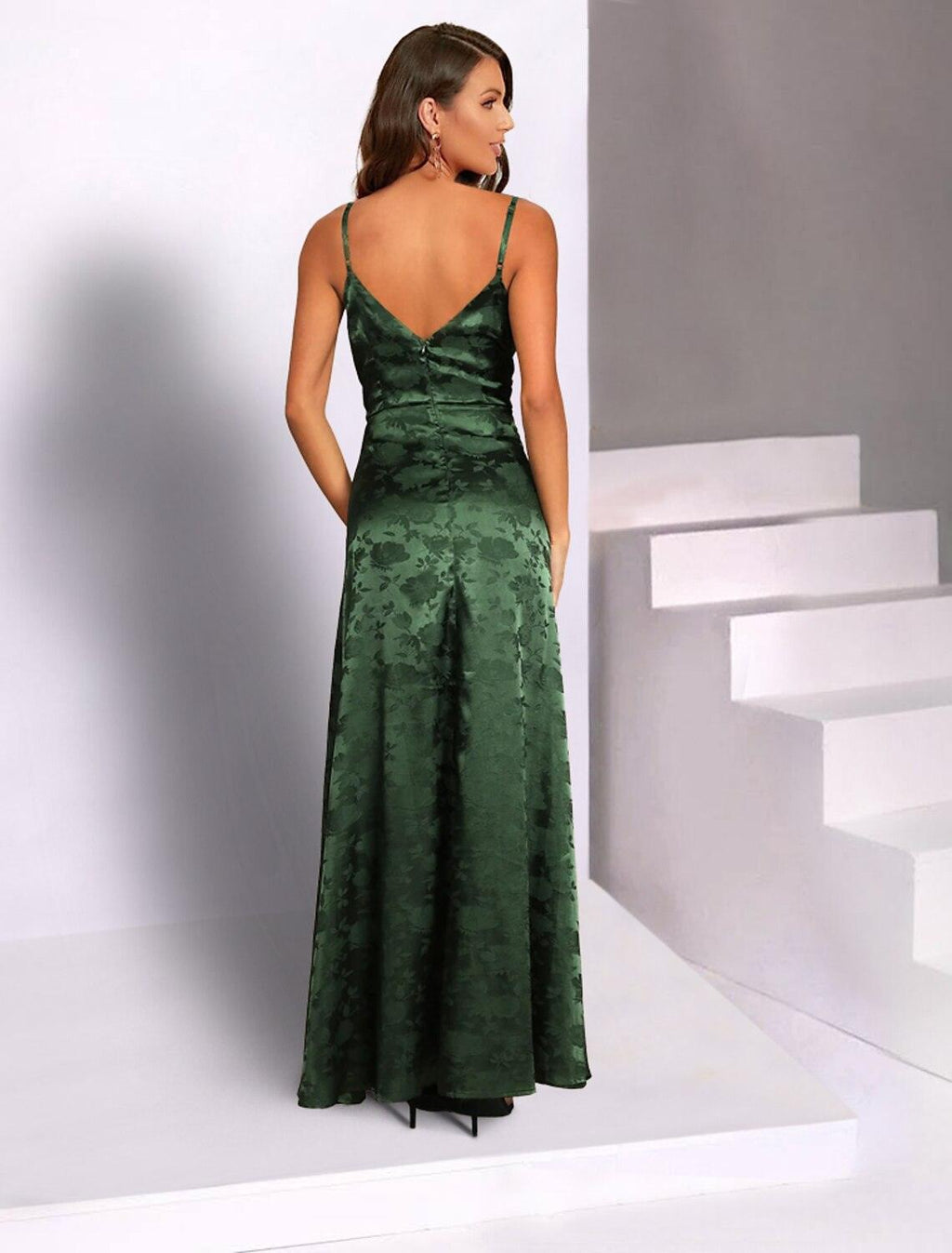 Vestidos de novia estilo sirena/trompeta para invitada de boda, vestido floral para fiesta de bodas, semiformal, largo hasta el suelo, sin mangas, tirantes finos, charmeuse con abertura y bordado
