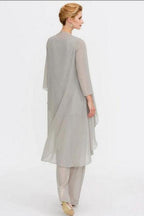 Pantsuit 3 Piece Suit Mother of the Bride Dress Plus Size Floor Length Chiffon