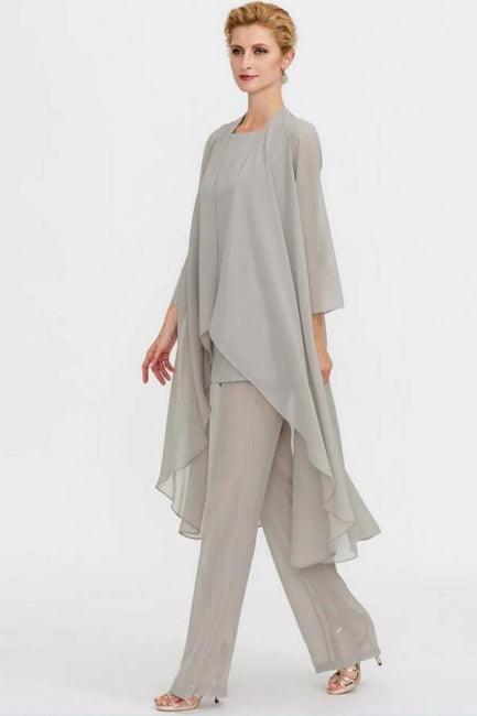 Pantsuit 3 Piece Suit Mother of the Bride Dress Plus Size Floor Length Chiffon