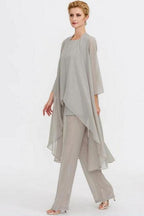 Pantsuit 3 Piece Suit Mother of the Bride Dress Plus Size Floor Length Chiffon