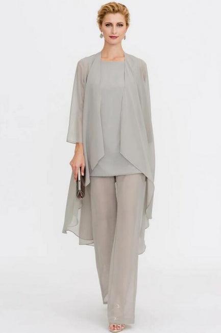 Pantsuit 3 Piece Suit Mother of the Bride Dress Plus Size Floor Length Chiffon