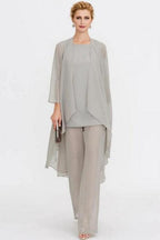 Pantsuit 3 Piece Suit Mother of the Bride Dress Plus Size Floor Length Chiffon