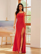 Vestidos de jersey con tirantes, sin mangas y hasta el suelo, con corte tubo/columna