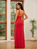 Vestidos de jersey con tirantes, sin mangas y hasta el suelo, con corte tubo/columna
