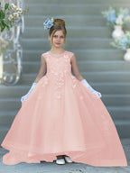 Serenity Princess Ball Gown with Lace Appliques and Butterfly Embellishments