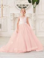 Elegante vestido de tul sin mangas estilo princesa de corte A para niña de las flores 