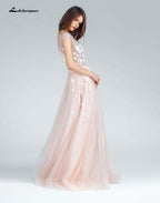 Vestidos de novia sexys de corte A con apliques de encaje blanco de NumberSea