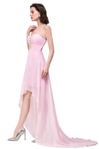 Vestidos de dama de honor de gasa con escote corazón, corte A, color rosa, con volantes