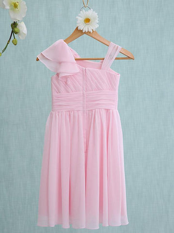 Pink Short Sheath Straps Flower Girl Dresses Chiffon Junior Bridesmaid Dress