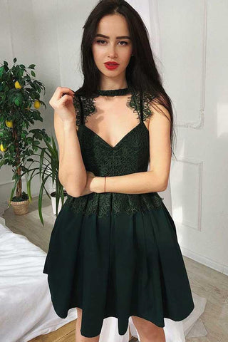 Pleated Cut Out Navy Blue Homecoming Prom Dress with Lace