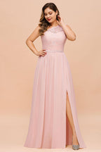Plus Size Sleeveless aline Bridesmaid Dress Long Side Split Wedding Party Dress